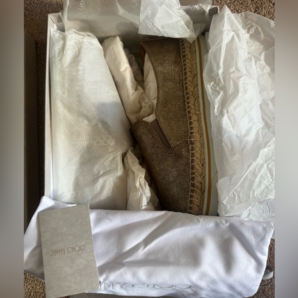 Jimmy Choo Dawn Platform Espadrille - Metallic Gold - Size 38.5 - NEW IN BOX - Picture 10 of 10